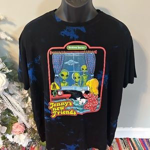 Jenny's New Friends Alien UFO Tee Shirt Tie Dye Bedtime Stories Black Medium